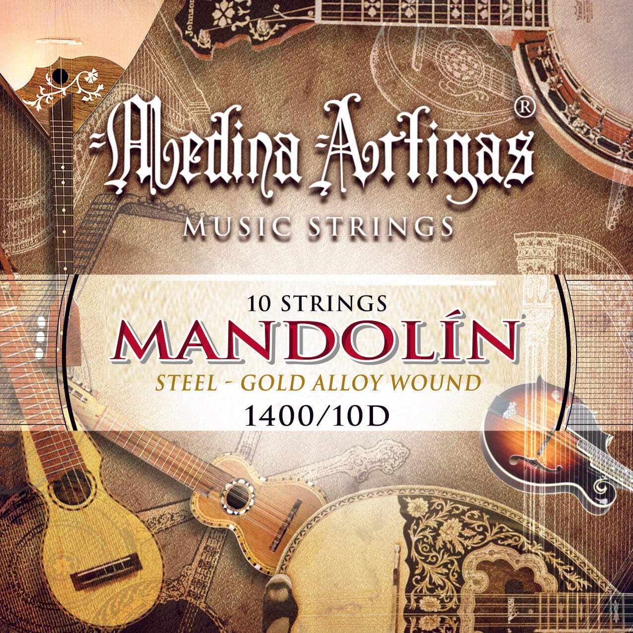 Medina Artigas LATIN AMERINA MANDOLIN 10 String Steel - Golden Alloy Wound