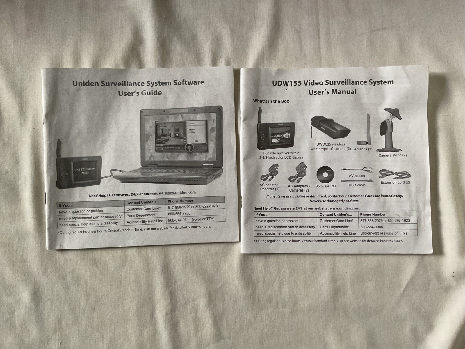 2 User Guides For Uniden And UDW155 Surveillance Systems.  JE