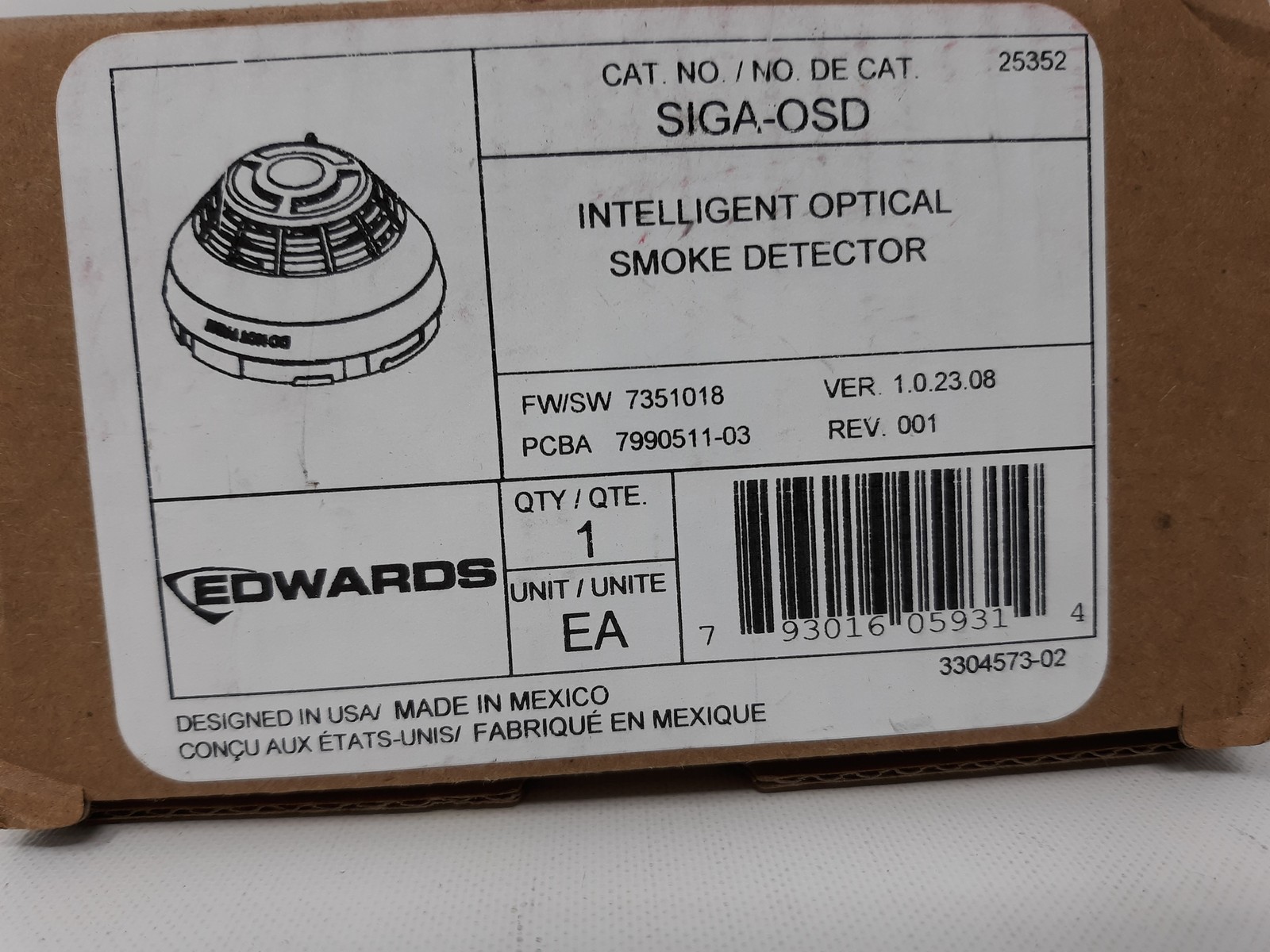Edwards SIGA-OSD Intelligent Optical Smoke Detector