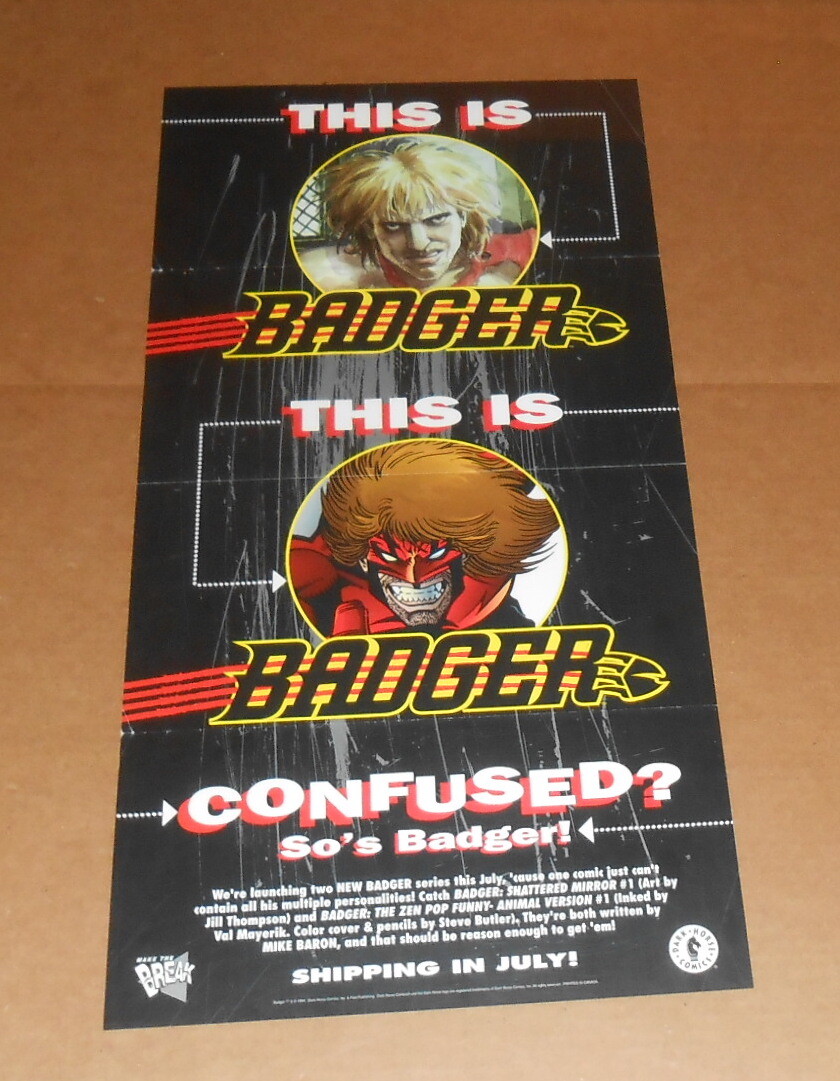 This is Badger Poster Original Promo 22x11 Dark Horse Comics 1994