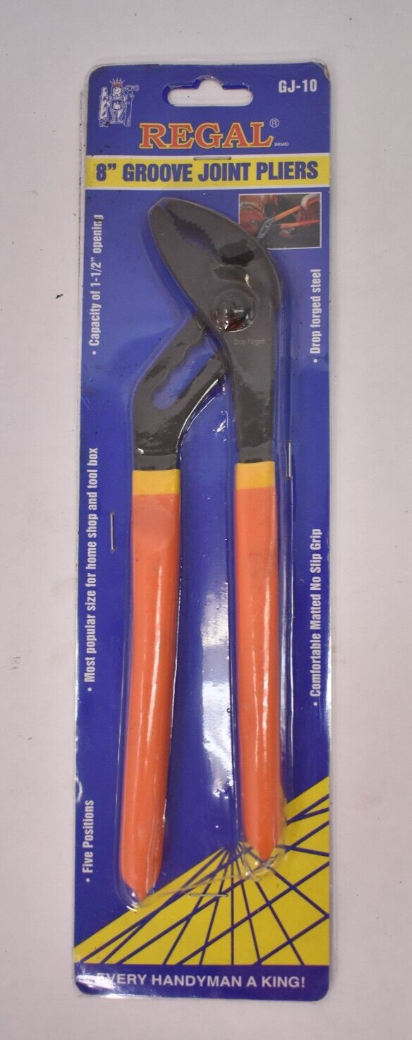 Regal GJ-10 Groove Joint Pliers 8" X 1-1/2" Opening Five Position Tool Genuine