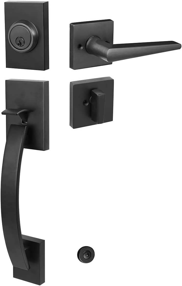 Matte Black Door Lever Handle with Single Front Door,Heavy Duty Handleset