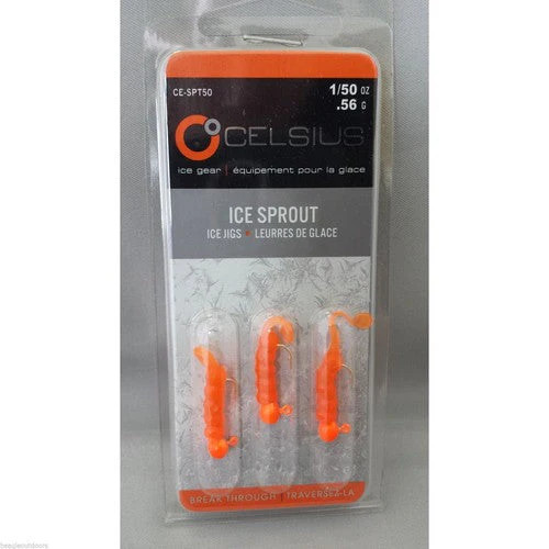 Celsius - Ice Sprout Jig Head with Tail - 1/32 oz Orange