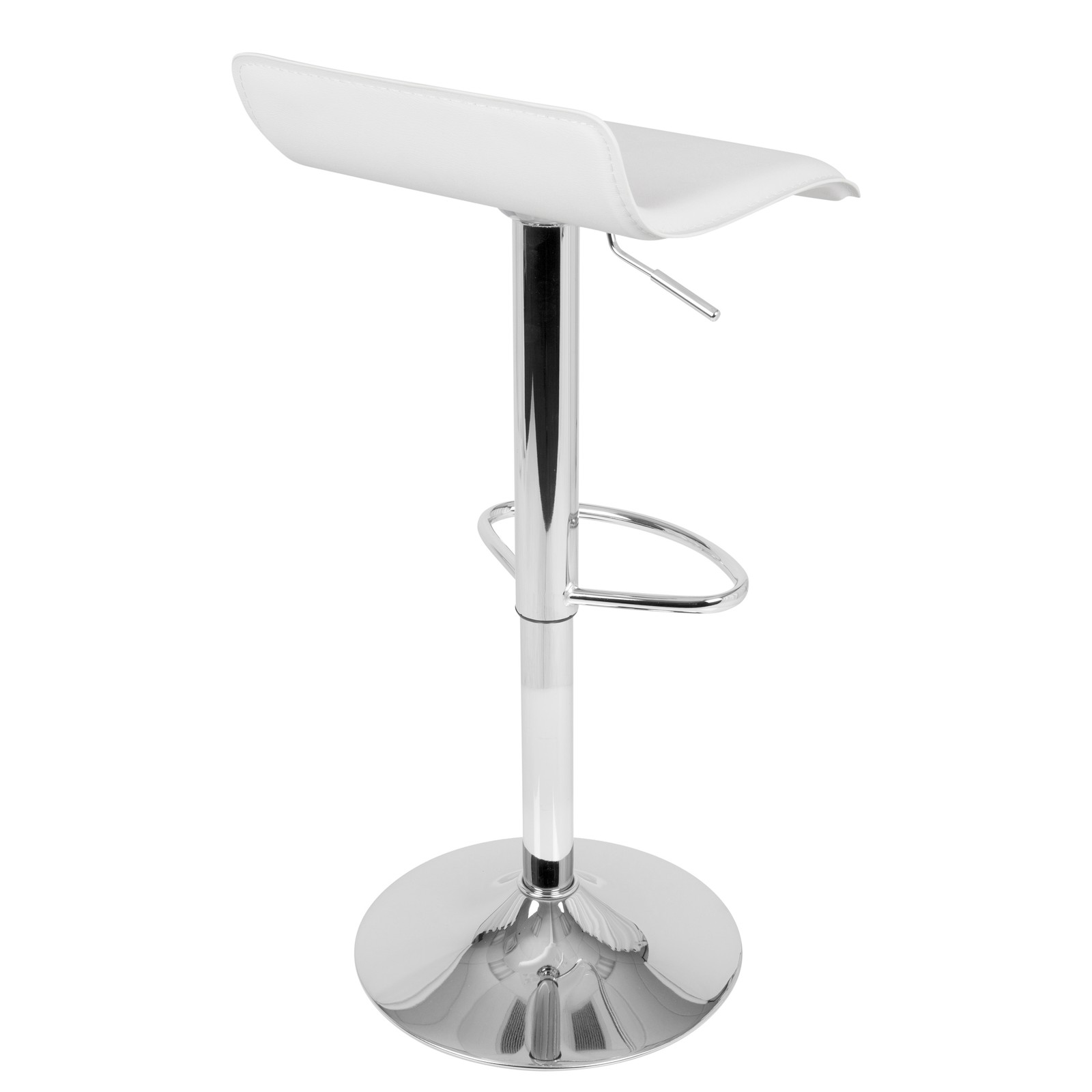 Ale Contemporary Adjustable Barstool in White PU Leather by - Set of 2