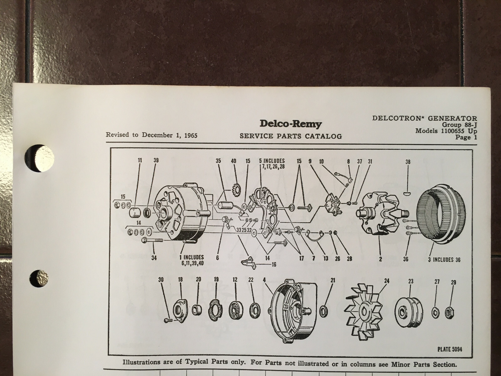 Delco-Remy Delcotron Generator 1100655 and Up Parts List Instructions