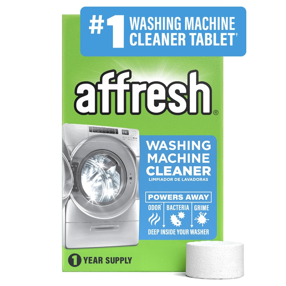 Affresh Washing Machine Cleaner, Helps Power Away 12 Count (Pack of 1), White