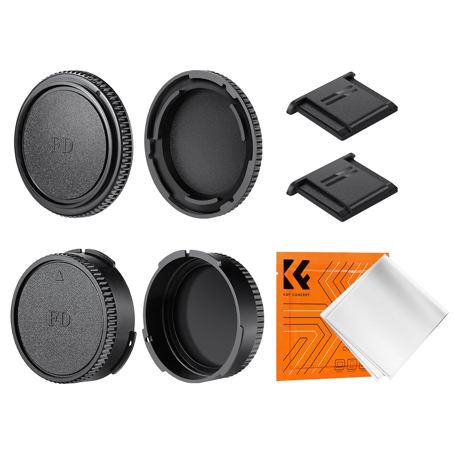 K&F Concept FD Mount Rear Lens Cap & Body Cap Cover & Hot Shoe Cover Kit For ...