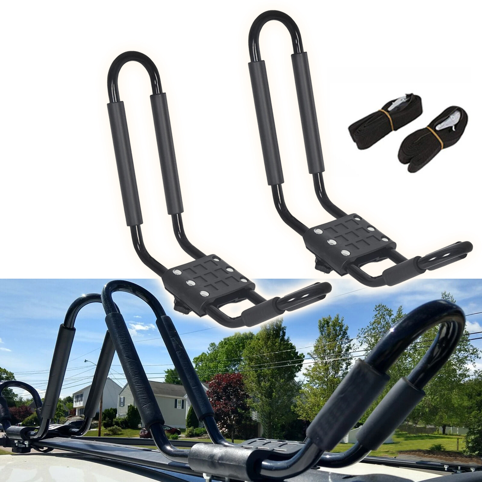 Pairs Canoe Boat Kayak Roof Rack For SUV Car Truck Top Mount Carrier J Cross Bar