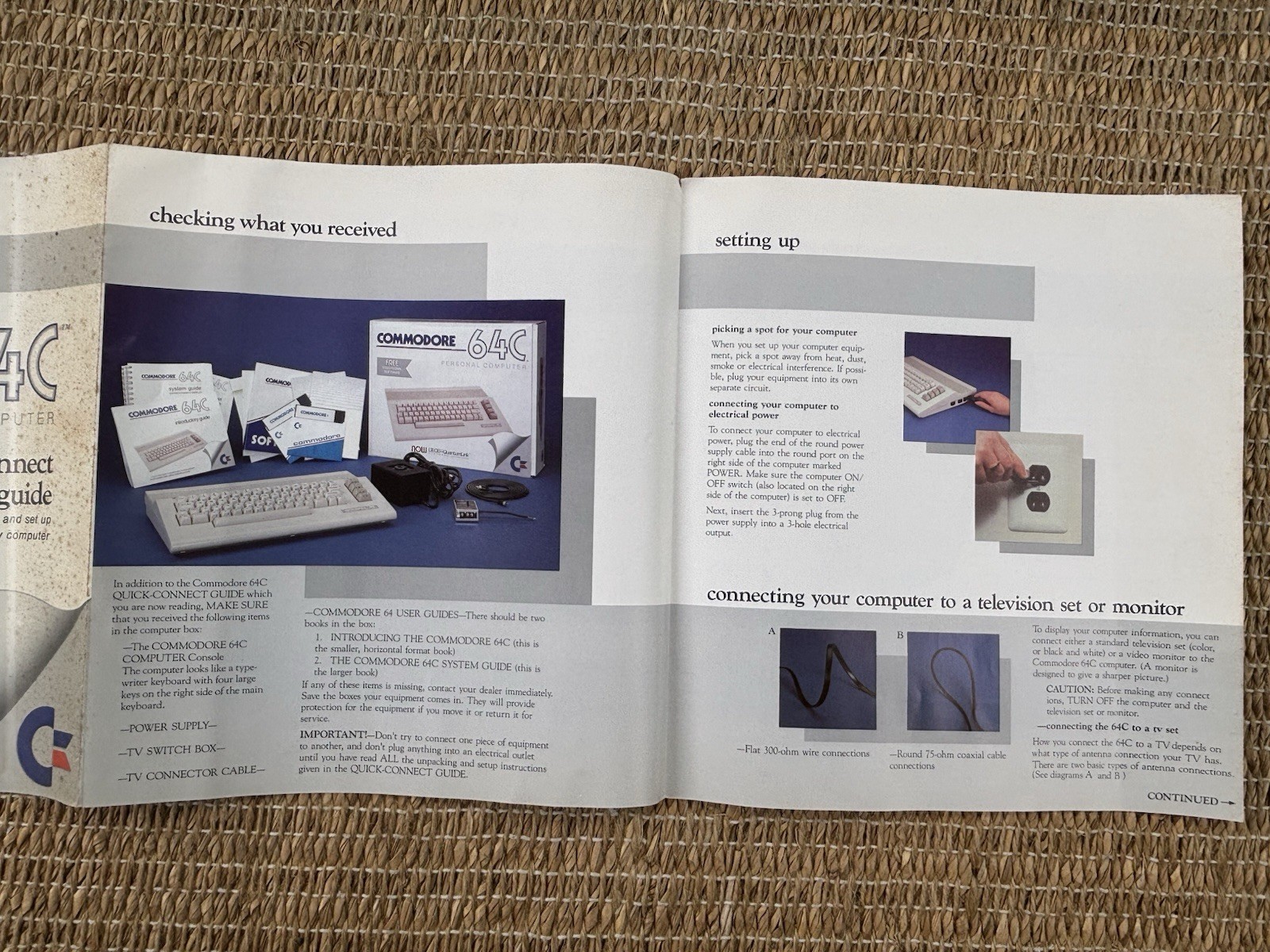 Vintage Commodore 64C Quick Connect Guide - Ephemera