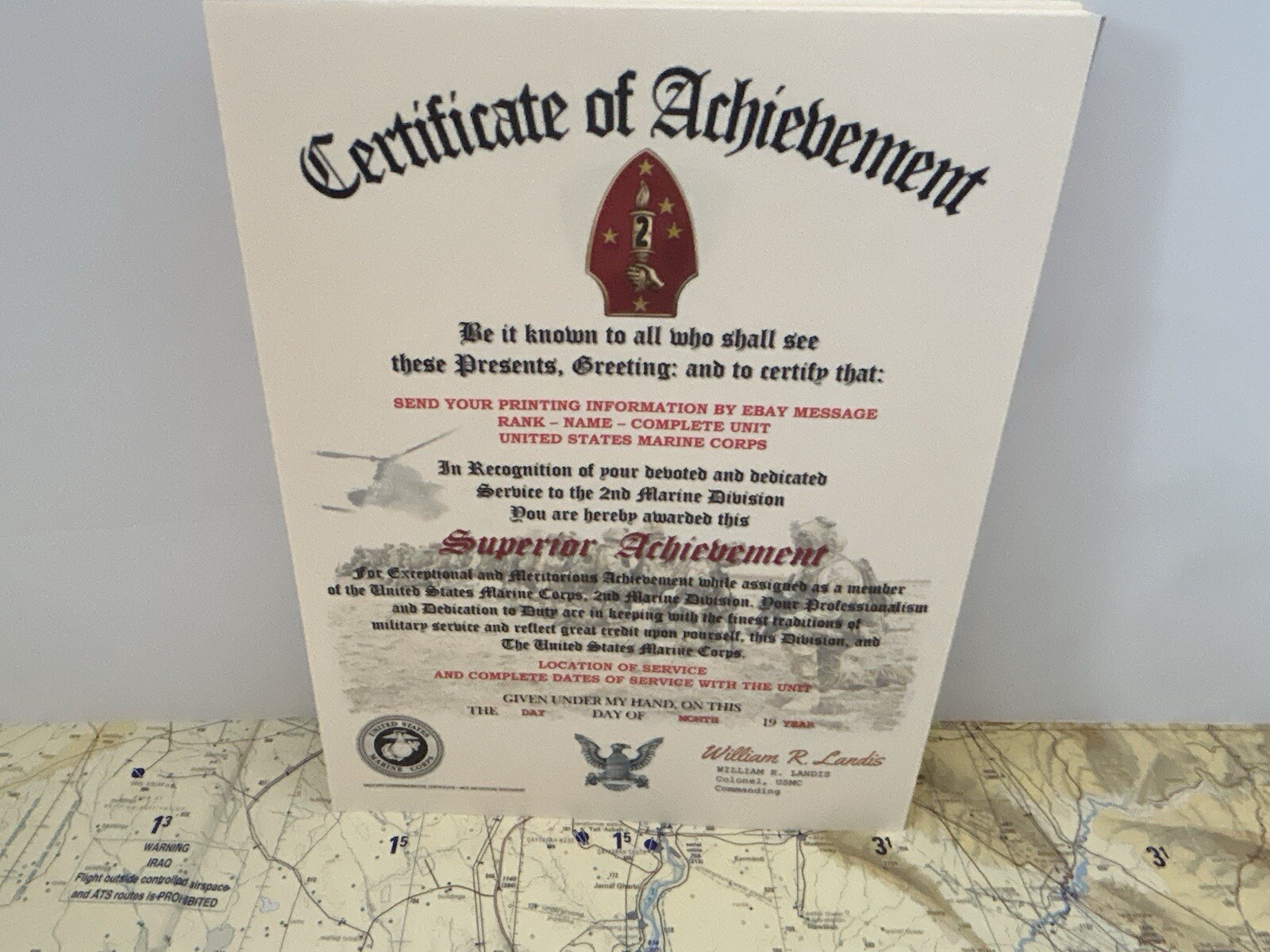 U.S. MARINE CORPS / 2ND MARINE DIVISION - MERITORIOUS ACHIEVEMENT COMMENDATION