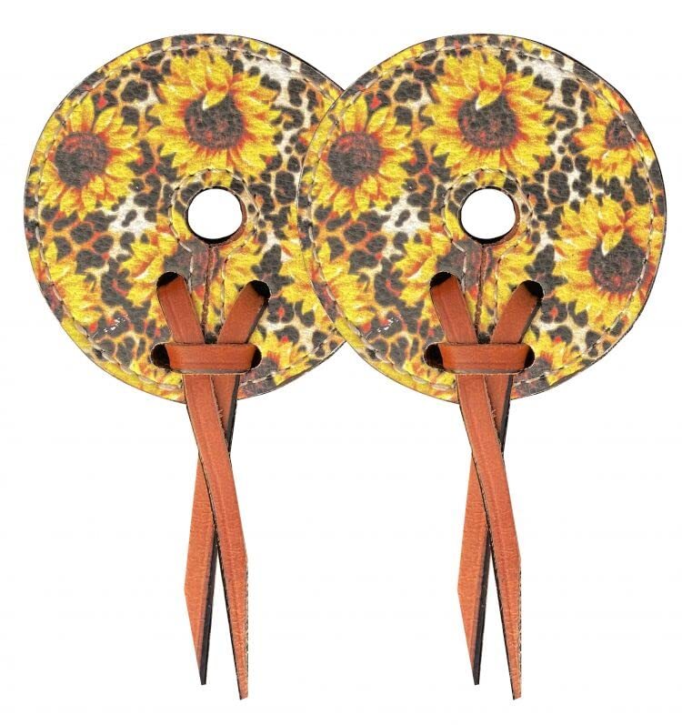 Showman Leather Bit Guards w/ Sunflower & Cheetah Print