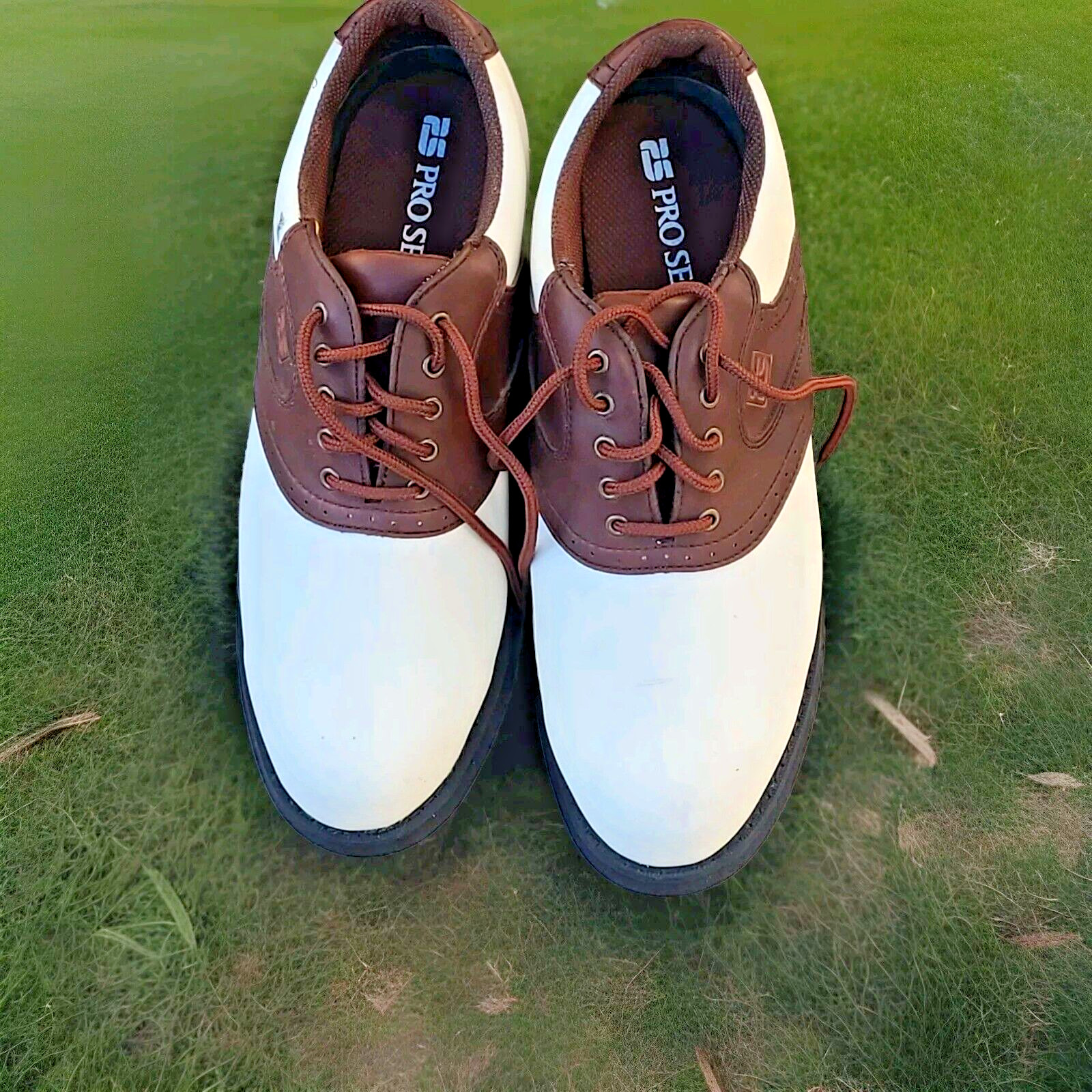 Pro Select Golf Shoes Brown White Leather  Mens Size 8.5