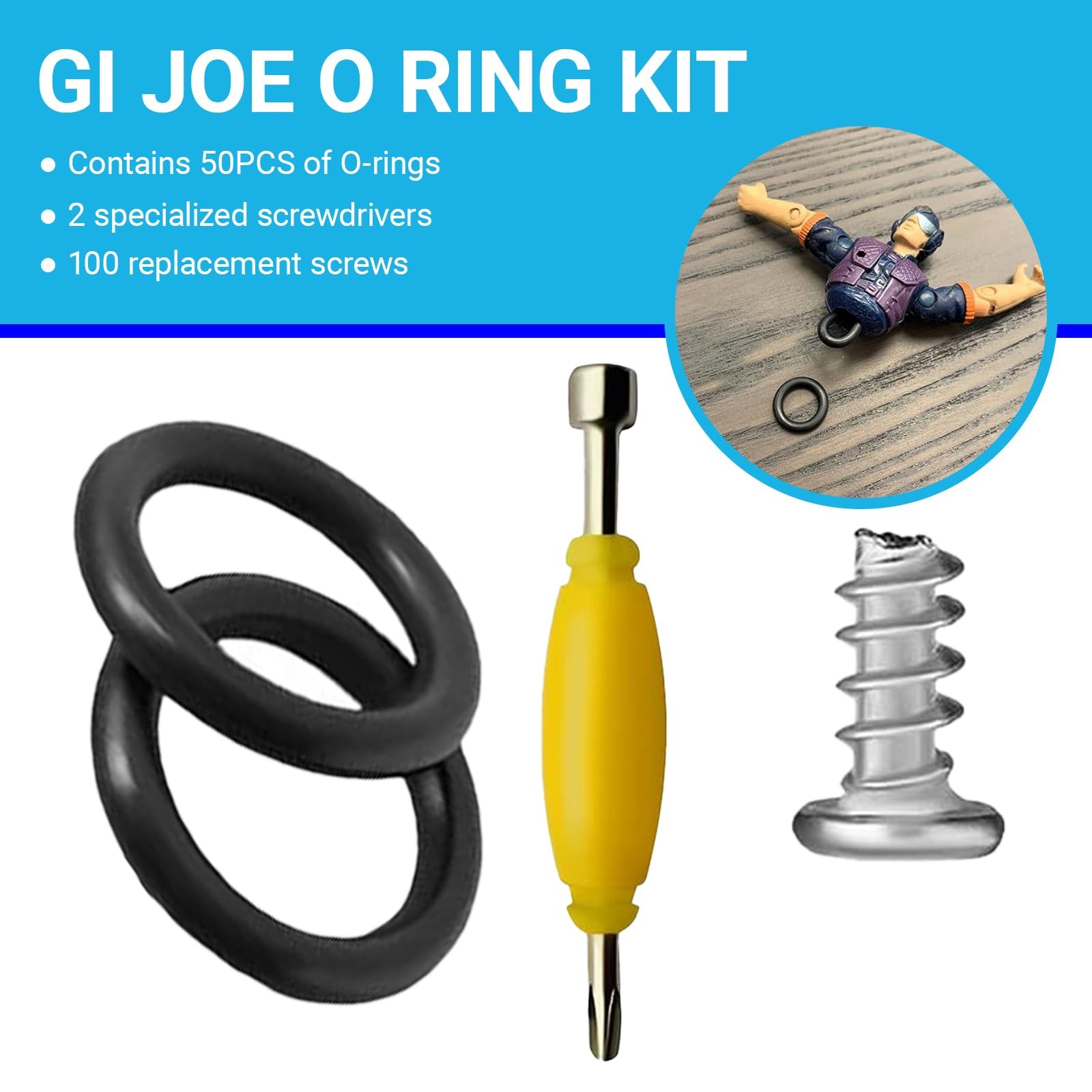 50-Pack GI Joe O-Rings+ 100 Screws + 2