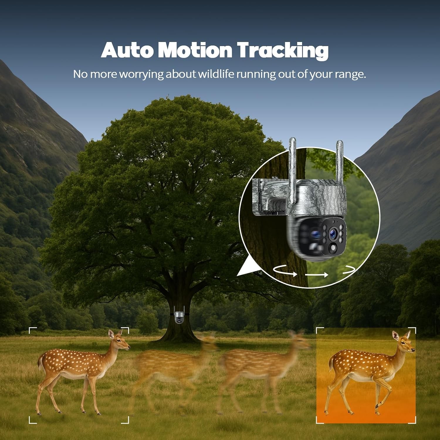 4G Cellular Trail Camera with SIM Card 360° View Live Streaming 4W Solar Panel