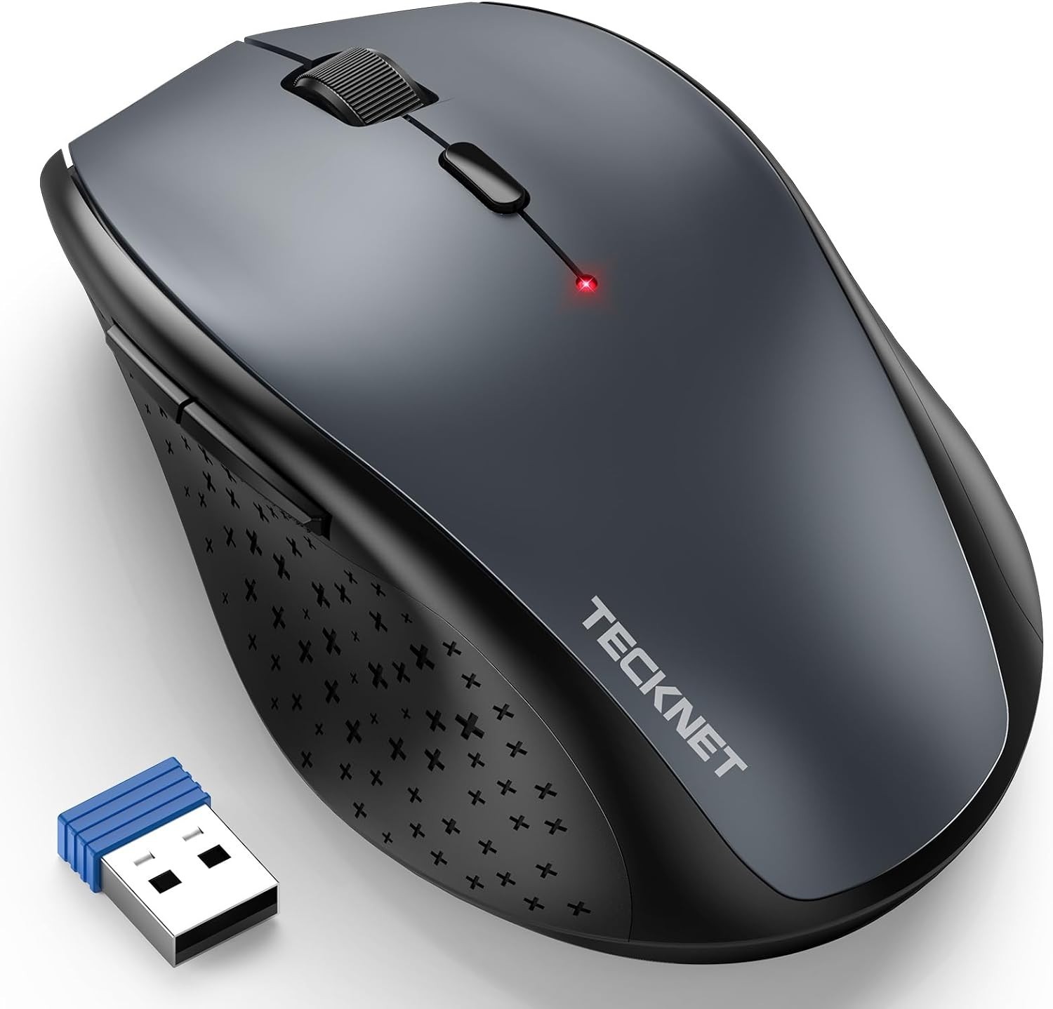 TECKNET Wireless Mouse, 2.4Ghz USB 4800DPI Silent Click Ergonimic gray