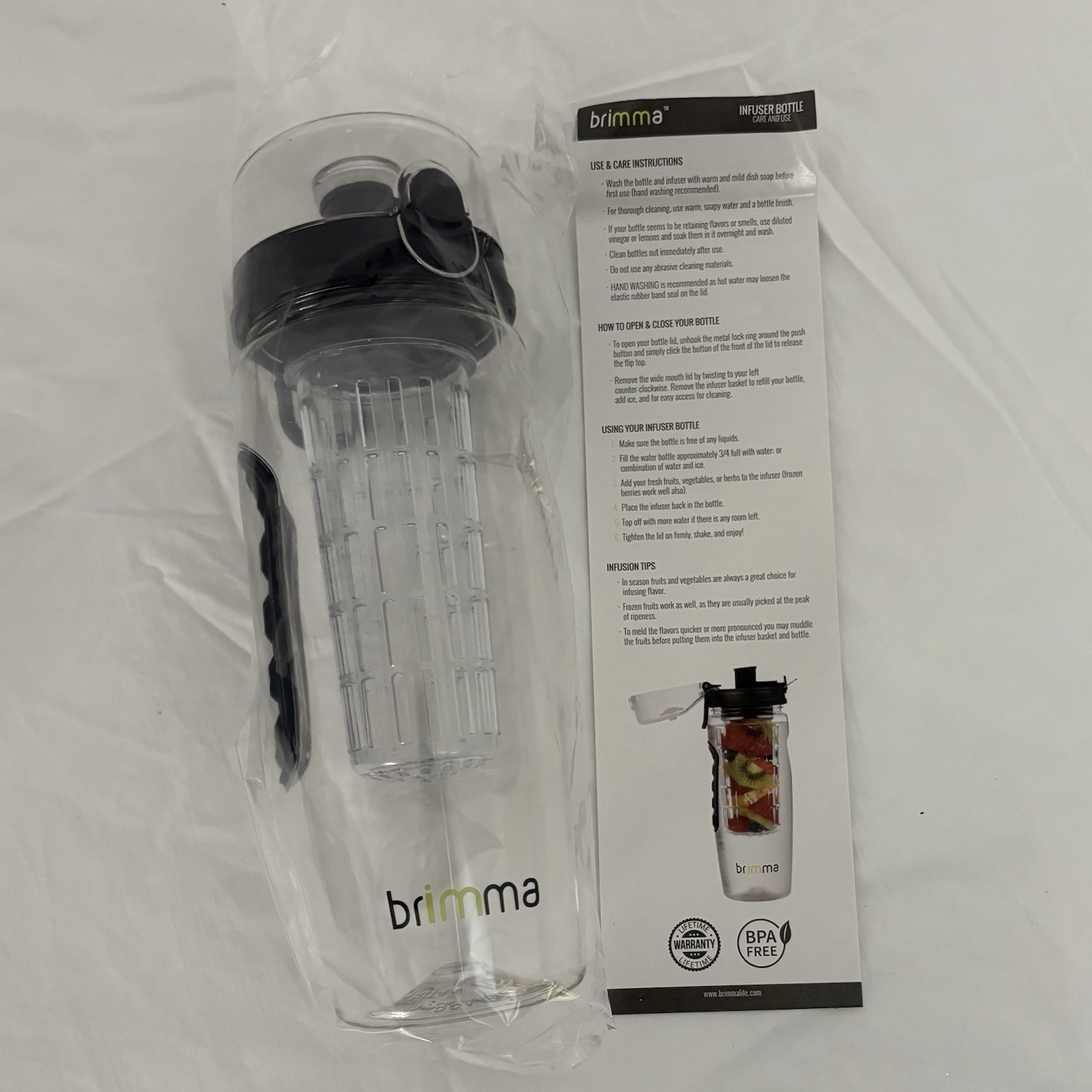 NEW Brimma 32 Oz Water Infuser Leak Proof Water Bottle New