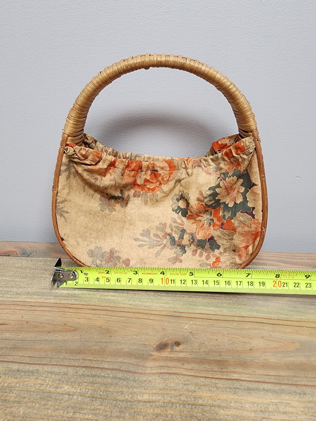 Vintage Wicker Basket With Cloth Sides 8"x8"