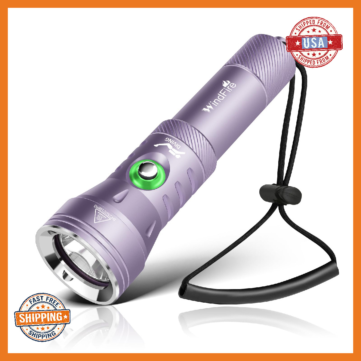 Windfire Dive Light High-Powered Rechargeable Scuba Flashlight Power Indicator