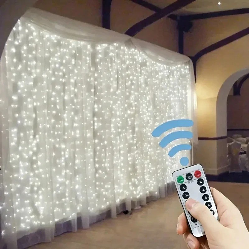 100/600 LED Curtain Lights String USB Powered Waterproof Twinkle Wall Lights