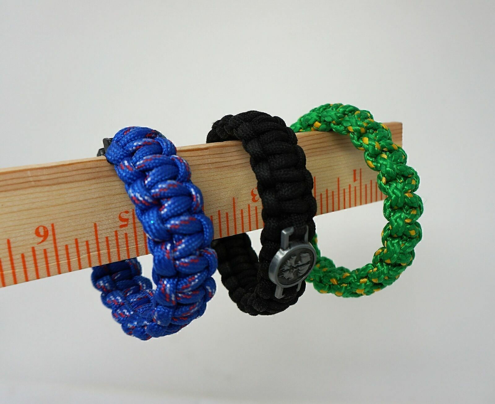Handmade Set of 3 Green, black and blue paracord bracelet ~ Men's