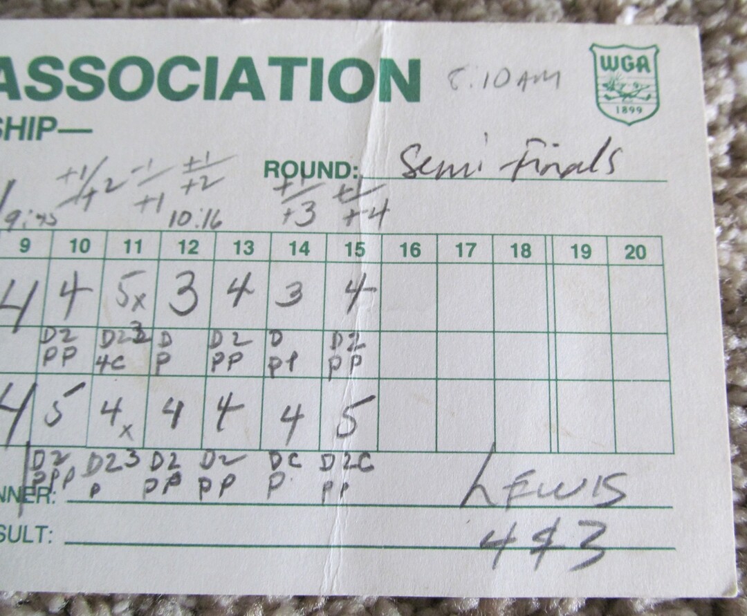 1 USED TOURNAMENT SCORECARD-1994 WESTERN GOLF MATCH PLAY-BEN CURTIS 2003 OPEN W