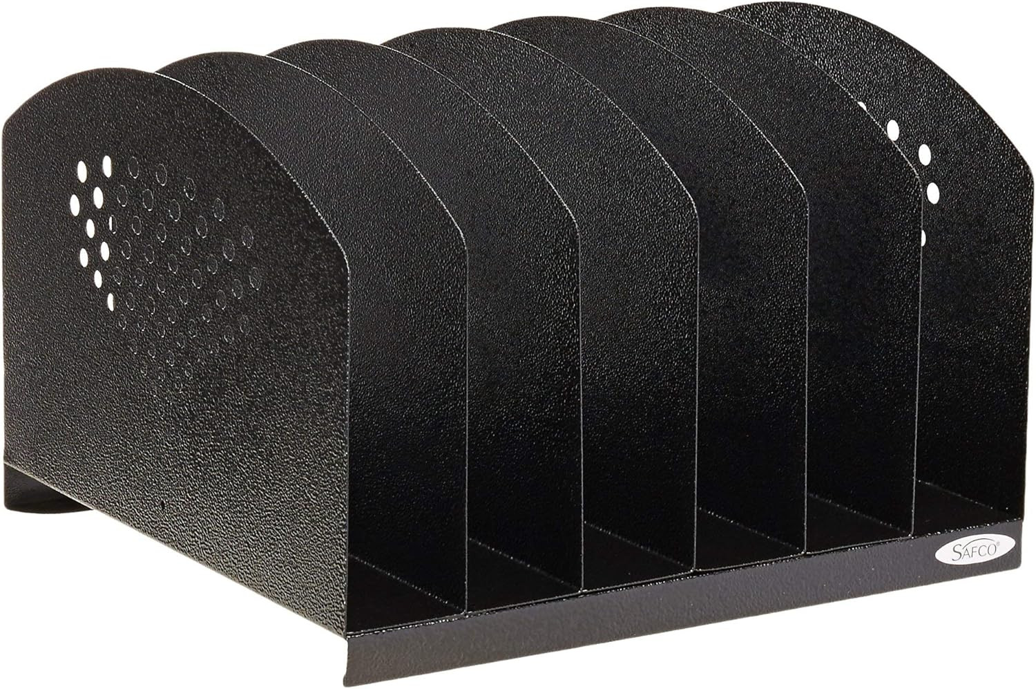 3155BL Steel Desk Organizer Rack with 6 Vertical Sections, Black
