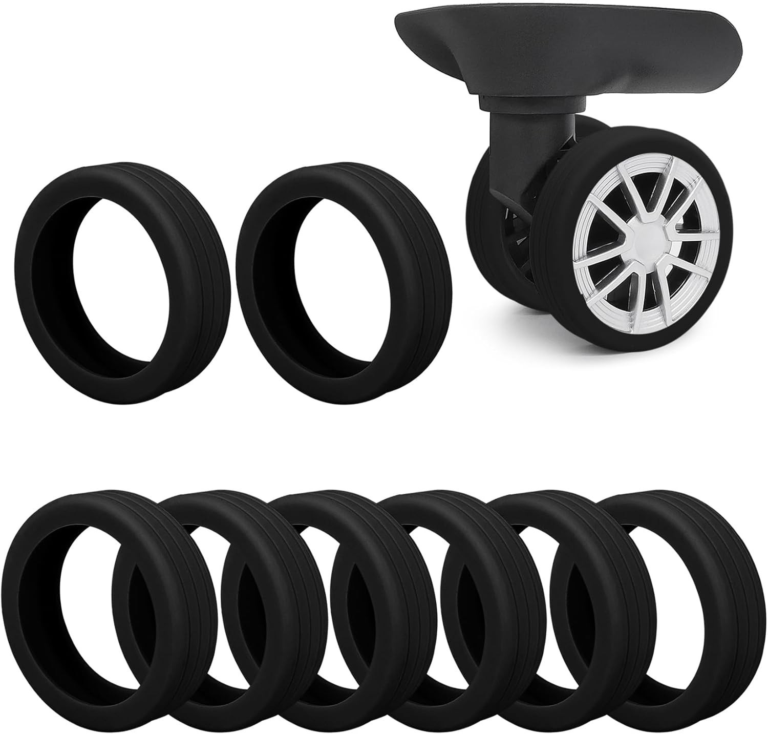 8 Pcs Silicone Luggage Wheel Covers for Suitcase Wheel Covers, Luggage Wheel Pr