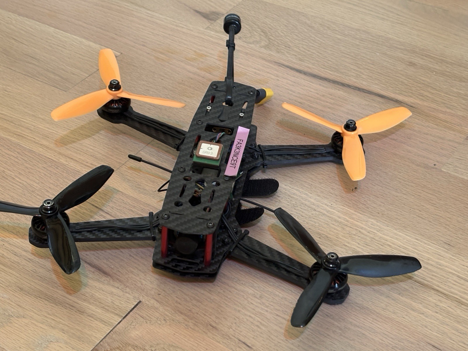 Fpv Drone With Lipo Battery And Extra Propellers Working