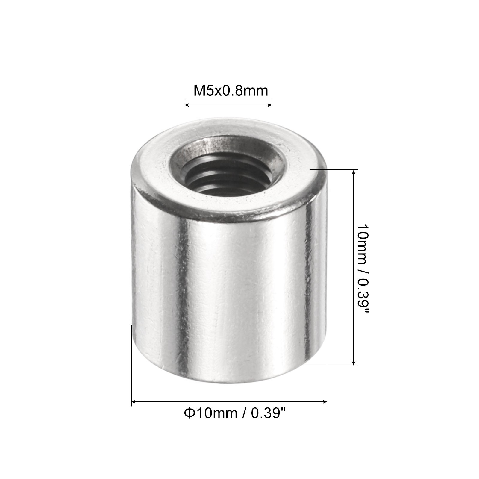 12Pcs Round Connector Nuts, M5x10x10mm Coupling Nut Sleeve Rod Bar Stud Nut