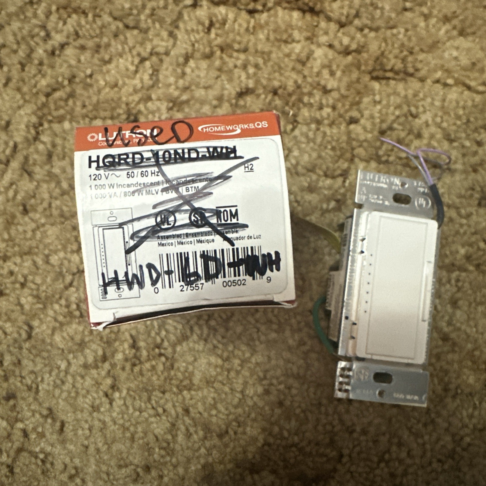 Lutron Dimmer HomeWorks HWD-6D-WH used