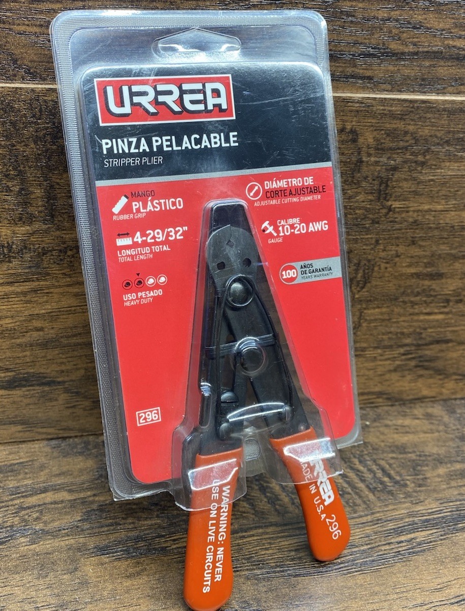 URREA 296 Adjustable Wire Stripper Cutter Plier 10-20 AWG Made in USA NEW
