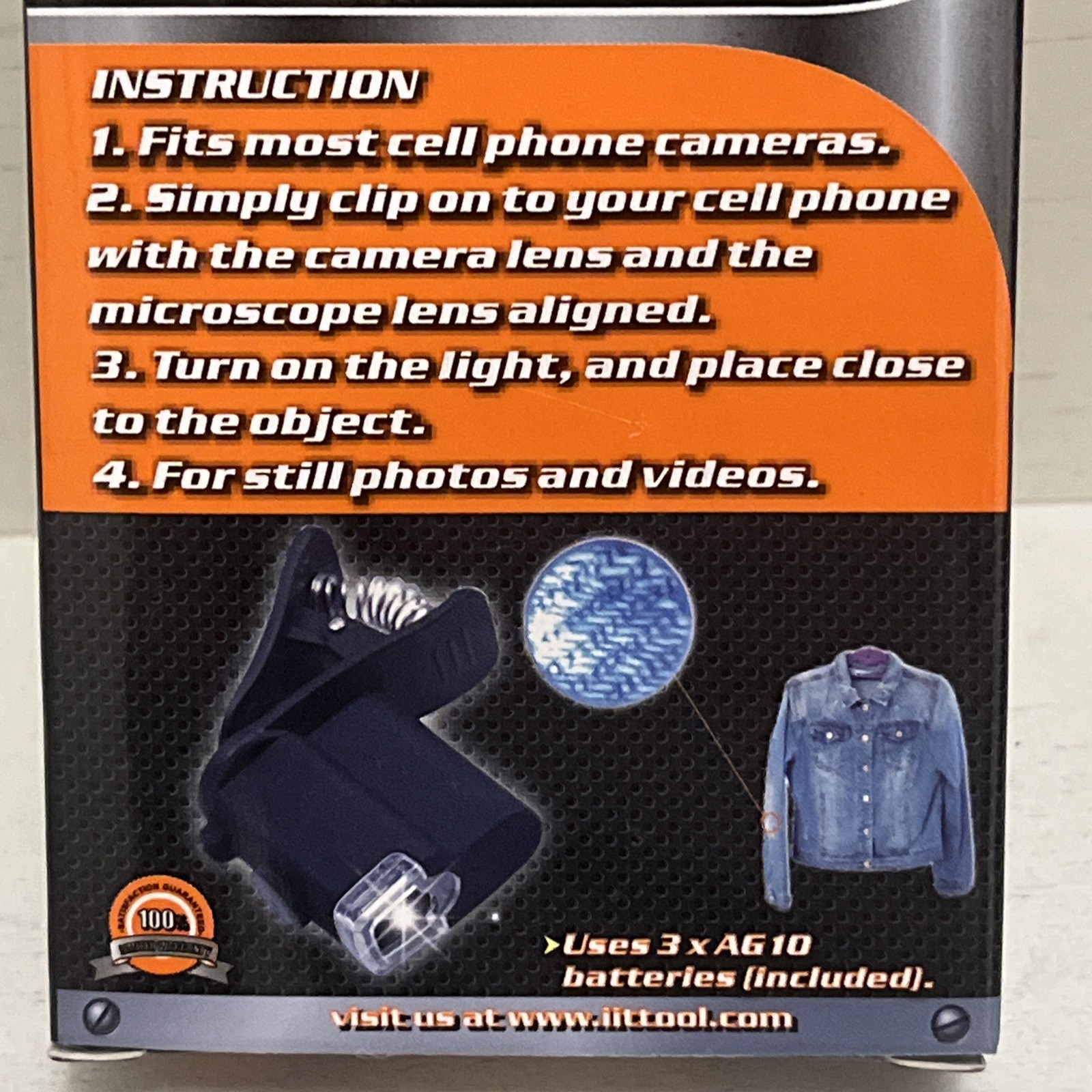 Universal Cell Phone Microscope 15X Magnification w Clip Works on any Cell Phone