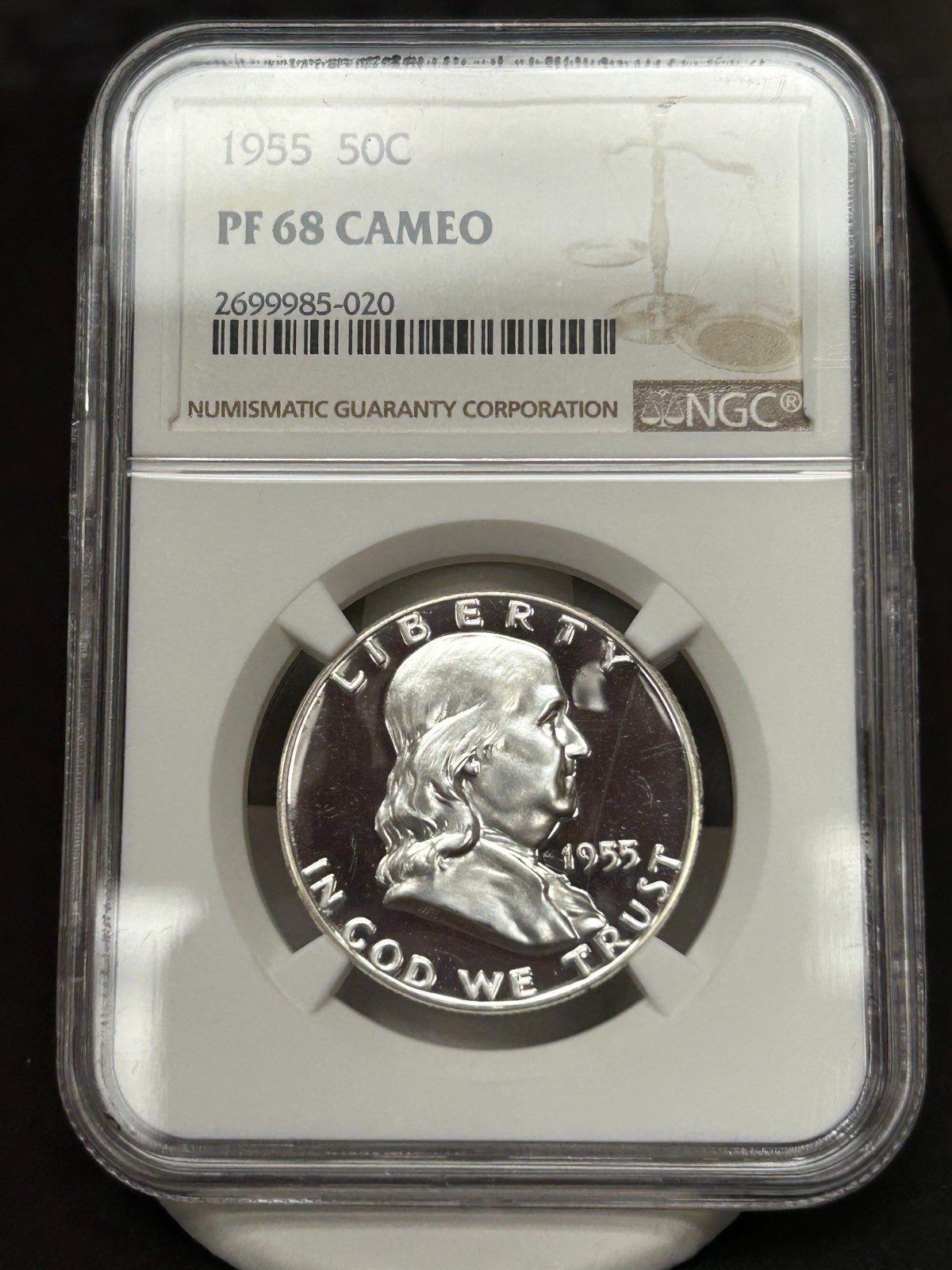 1955 Proof Franklin Half Dollar - PF68Cameo - NGC - Mirrors & Frost
