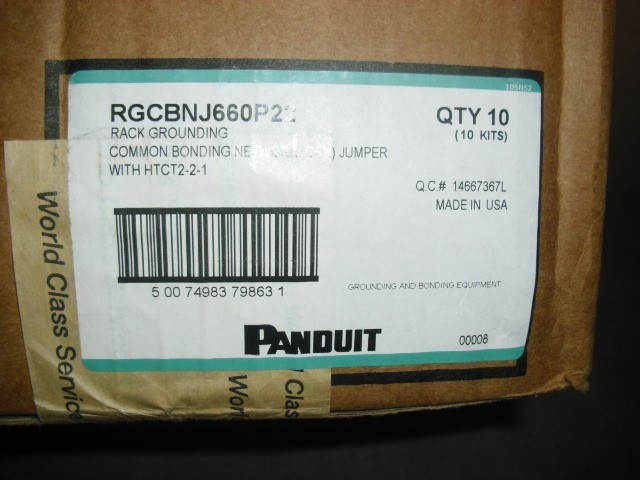 Box of (10) PANDUIT RGCBNJ660P22 Kit Rack Grounding (CBN) Jumper w/ HTCT2-2-1