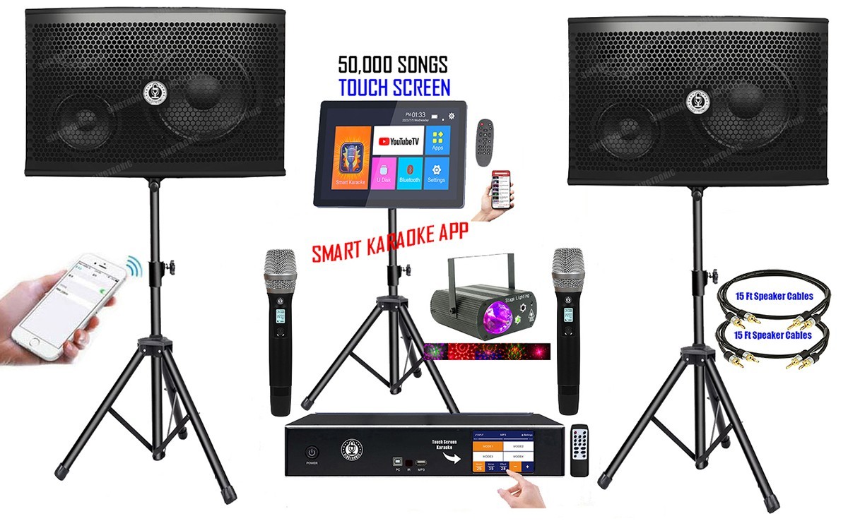 Karaoke System 2500W Unlimited Youtube & Free: 50,000 Songs 21.5" Touch Screen