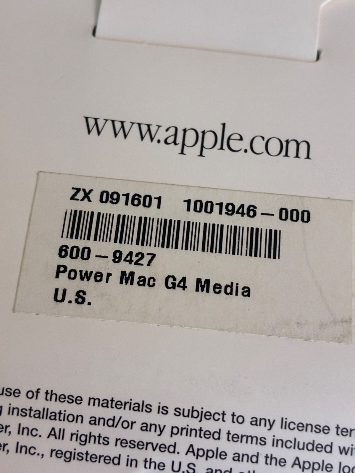 Apple Power Mac G4 Software Restore 1-4 Version 9.2.1, 10.1 CD Version 1.0