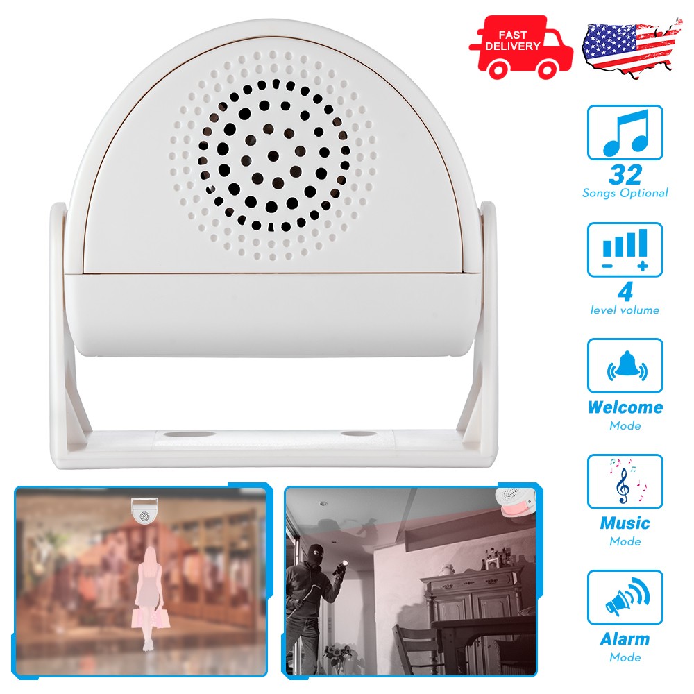 Smart Infrared Sensor Doorbell Porch Welcome Outdoor Burglar Alert Chime