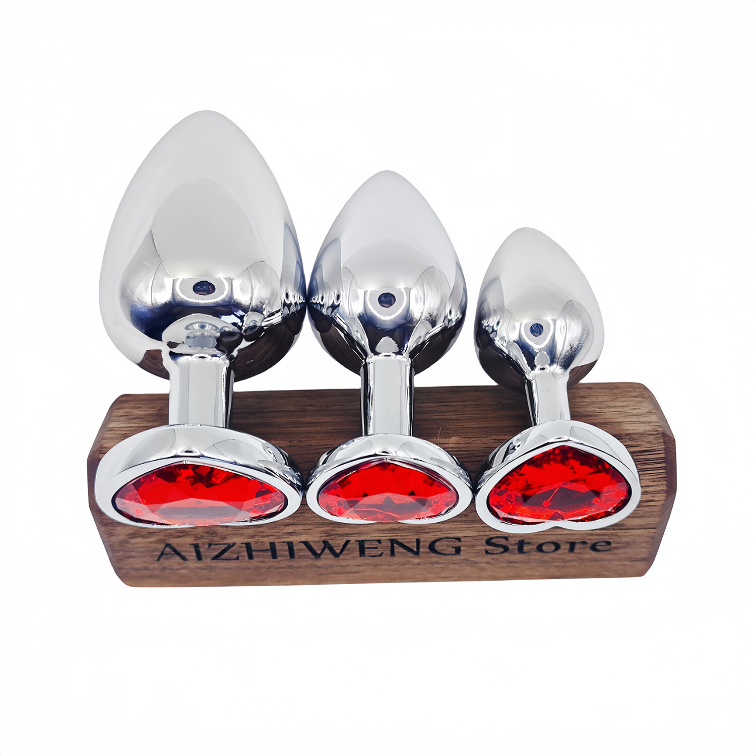 3PCS Metal Anal Plug Set Adult Sex Toys for Beginners and Advanced Users (Red)