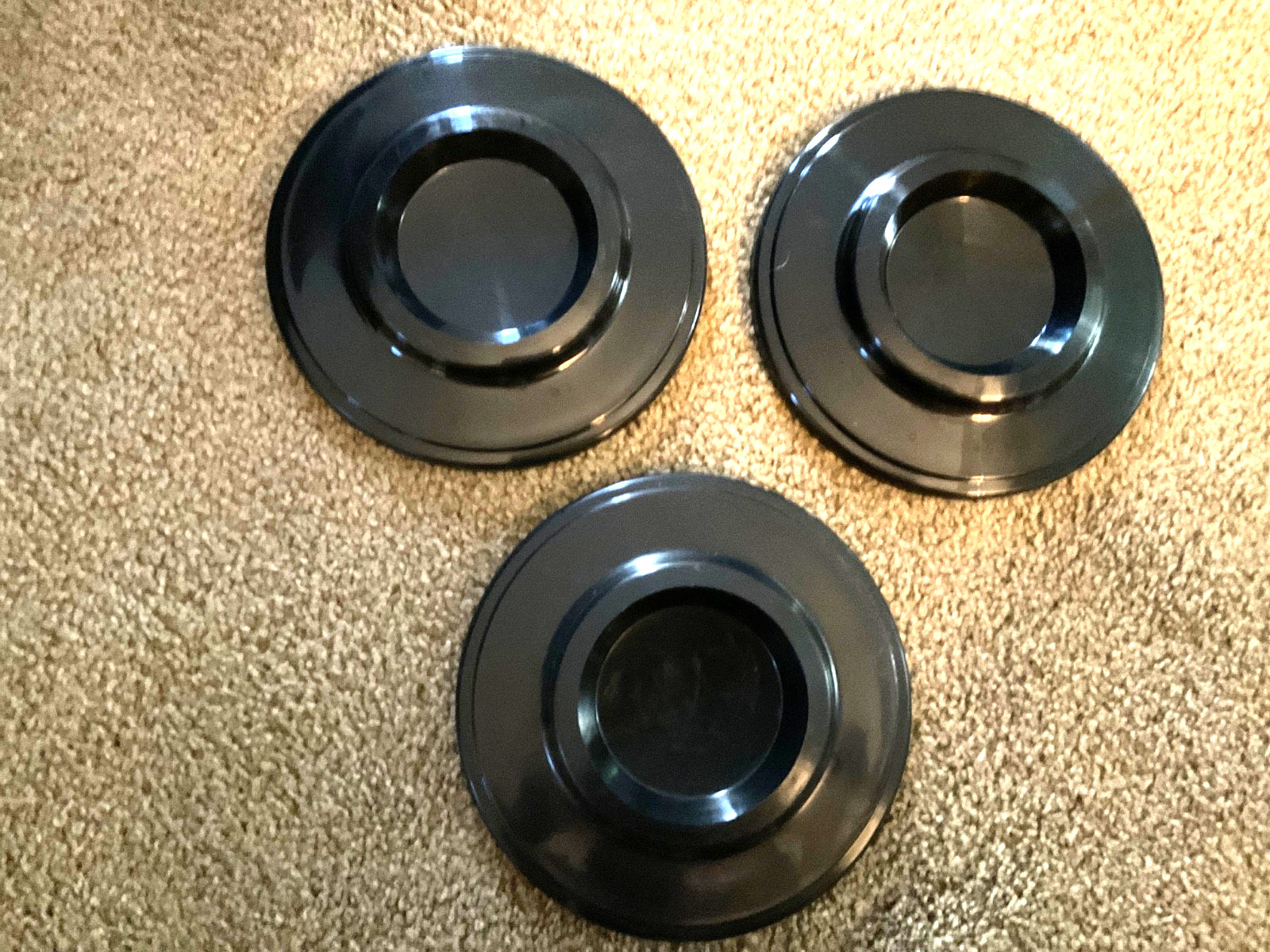 Piano Caster Cups SET OF 3  Ebony Black  5 7/8” Diameter, 2 1/4” inside, Unused