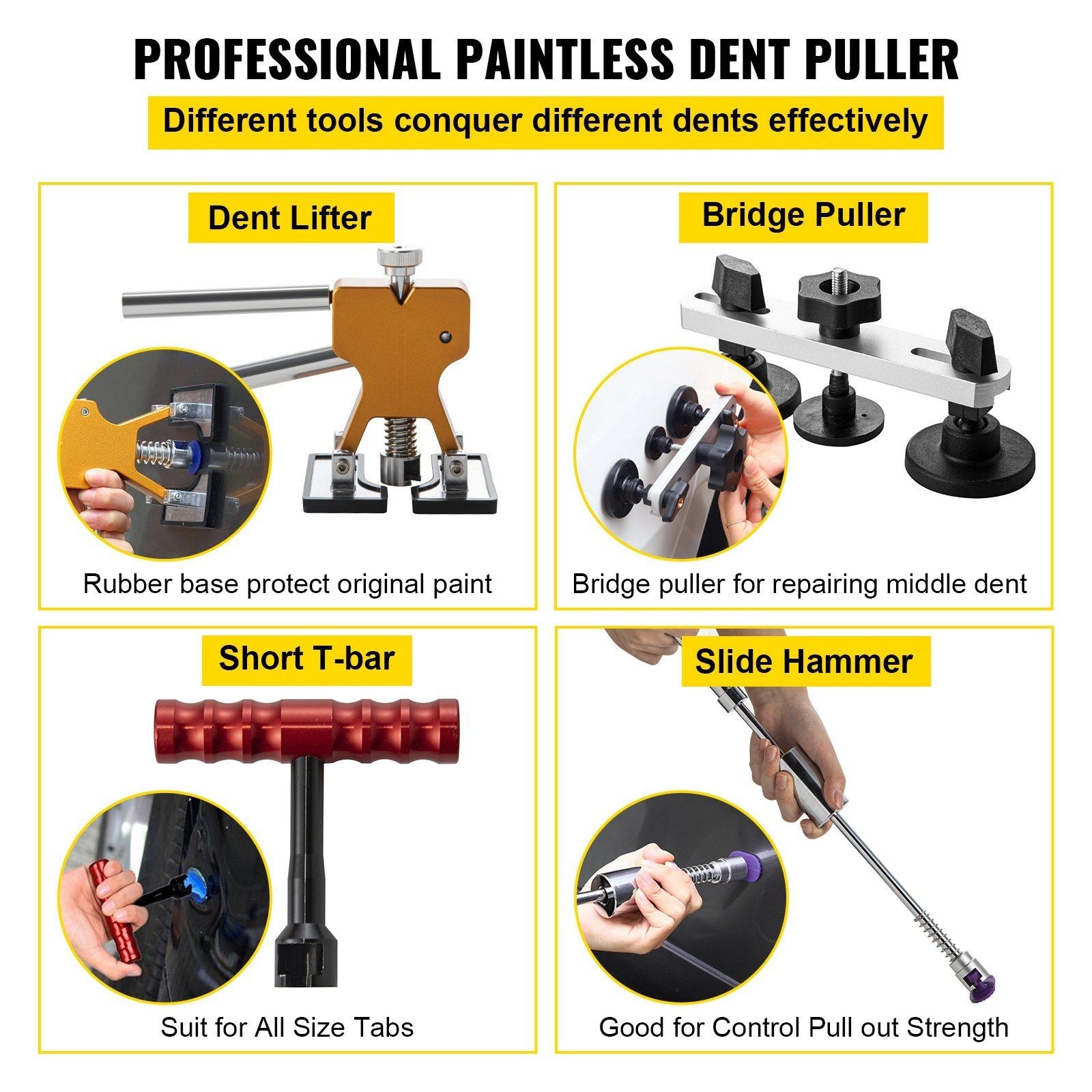 Complete 89PC Auto Dent Puller Kit with Comfort Grip Pliers