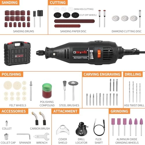 Rotary Tool Kit with MultiPro Keyless Chuck and Flex Shaft -140pcs Black