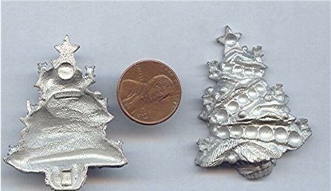 6pcs VINTAGE CASTED CHRISTMAS TREE UNSET FINDINGS Z717
