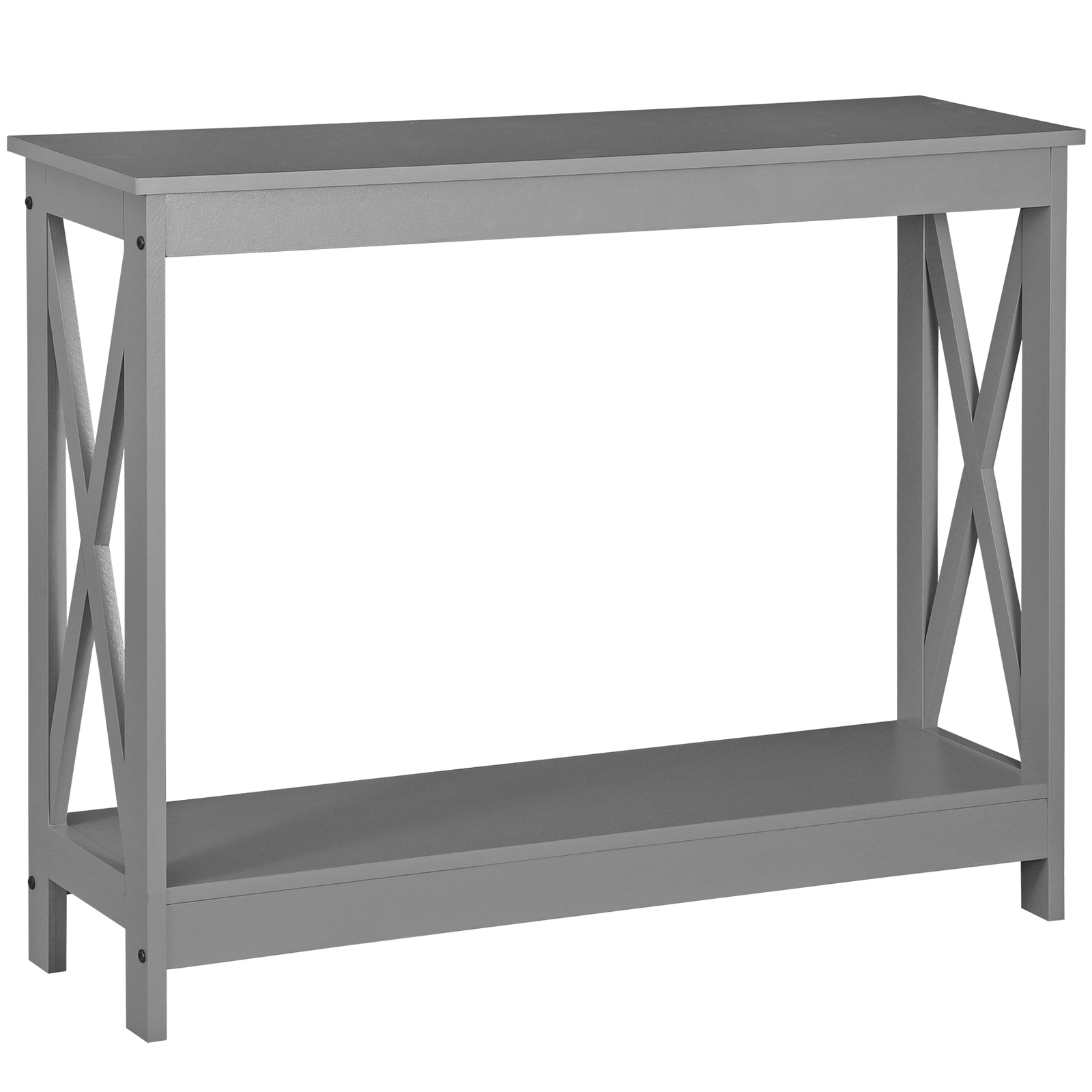 39'' Grey Console Table 2-Tier Sofa Entryway Table with X-shaped Frame Indoor