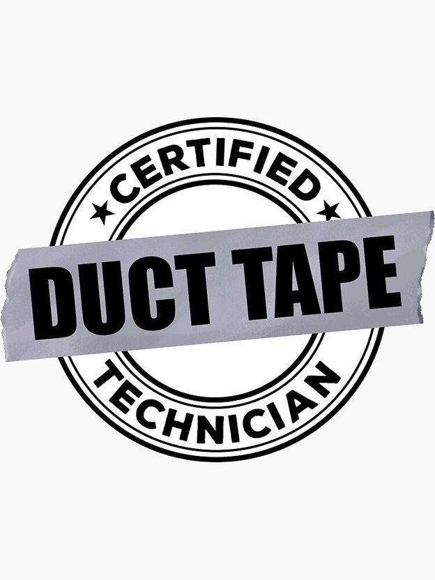 Construction, Hard Hat, certified duct tape tech, Funny Vinyl Die Cut Sticker