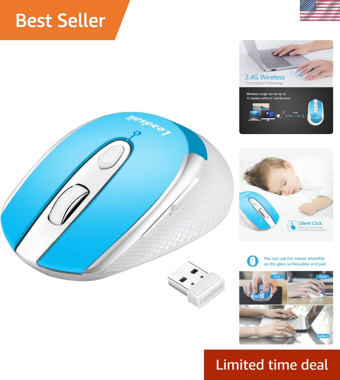 Lightweight 2.4G Wireless Computer Mouse | Soundless and Ergonomic Features