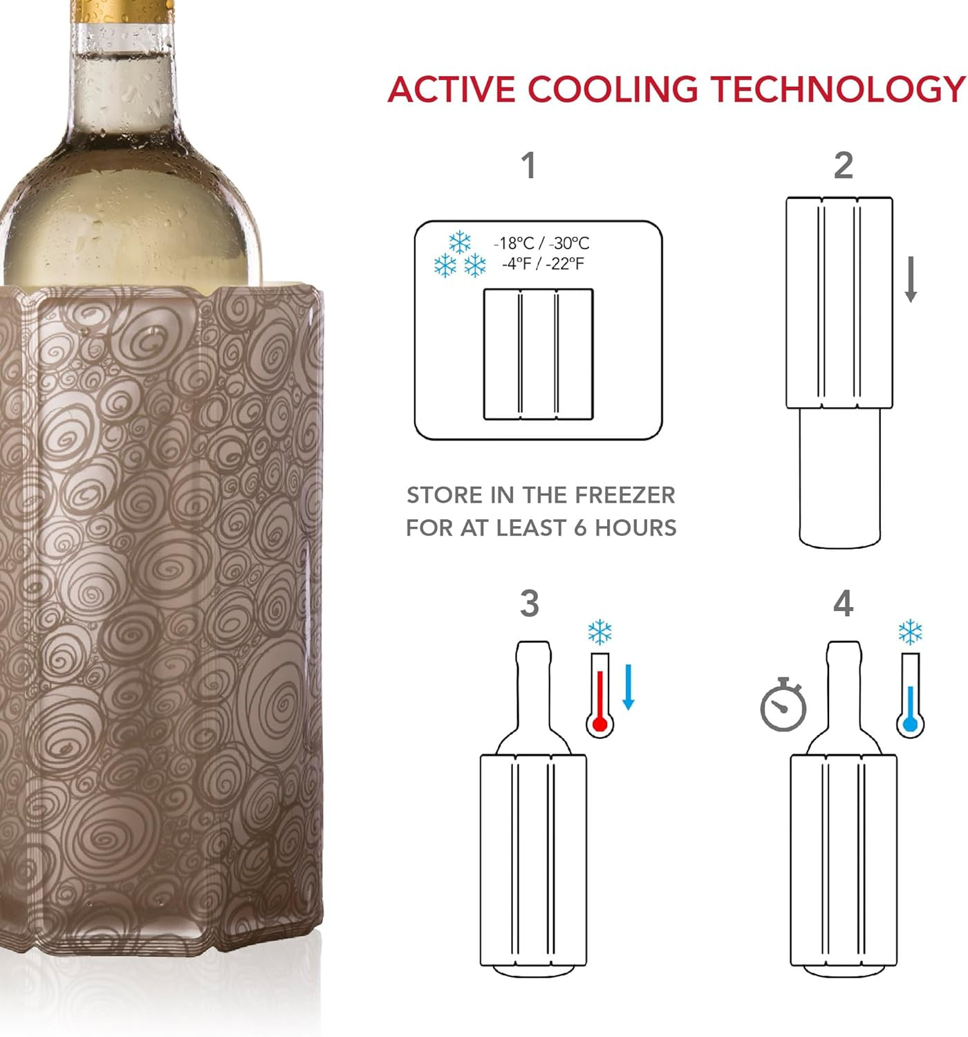 Active Wine Cooler - Flexible Insulated Chiller for Standard Size Bottles - Keep