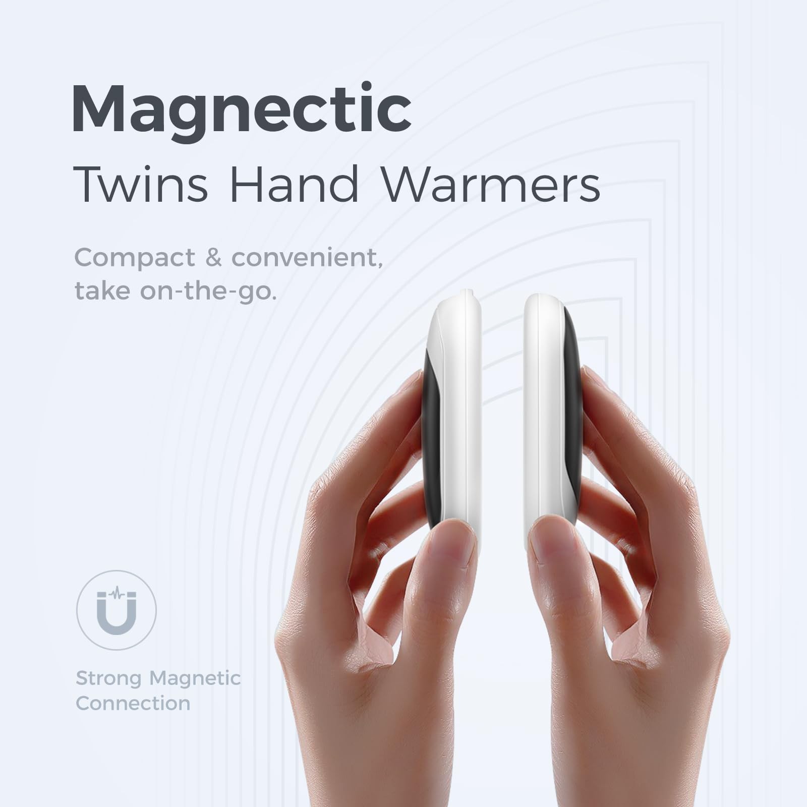 Magnetic Rechargeable Hand Warmers 2 Pack, Fast Heating, 3-Settings, UL Certi...