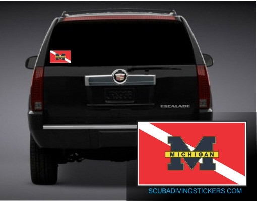 (Pack of 3) Michigan Dive Flag Diver Decal Sticker! 200-81