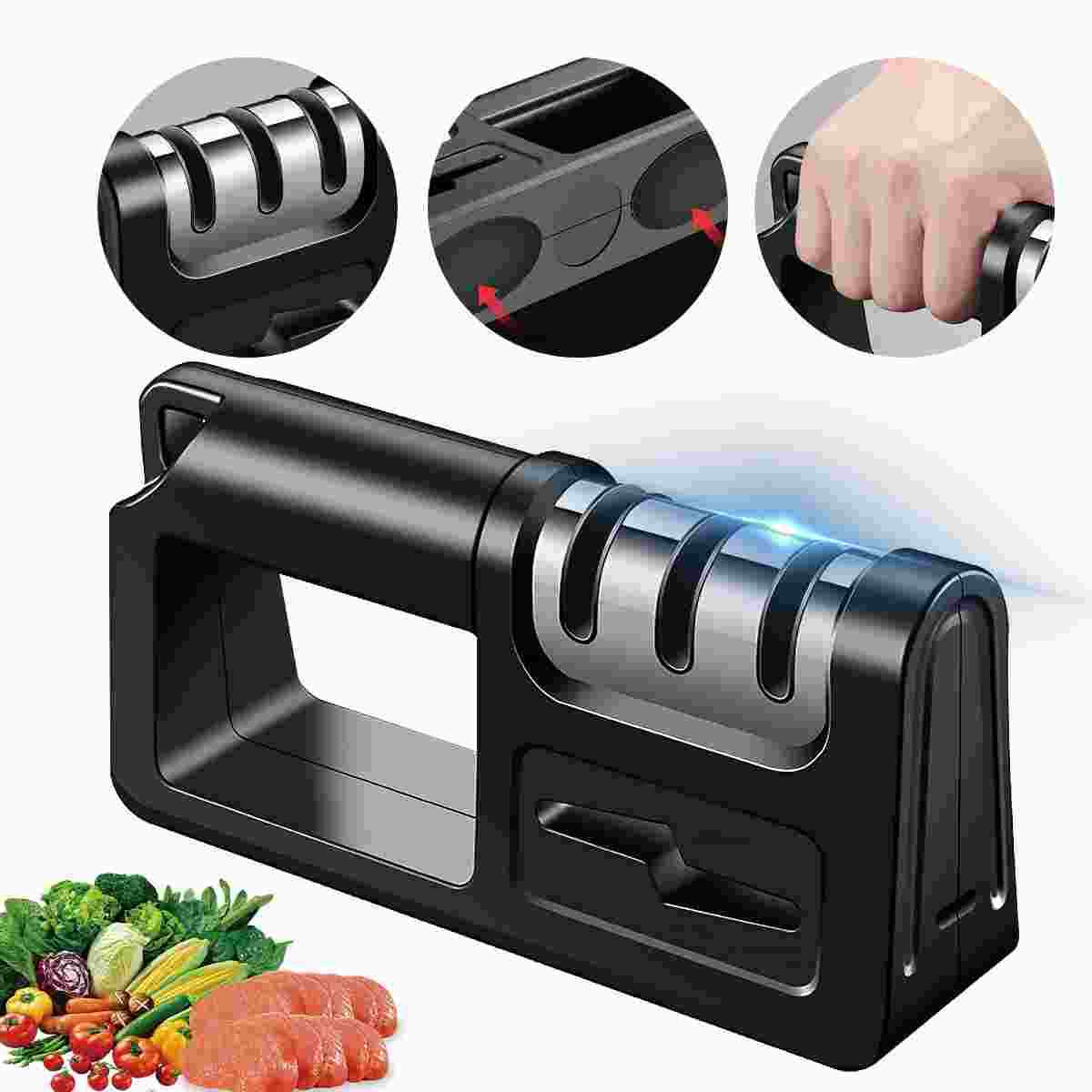 Knife Sharpener Professional Ceramic Tungsten Kitchen Sharpening System 4 Stage