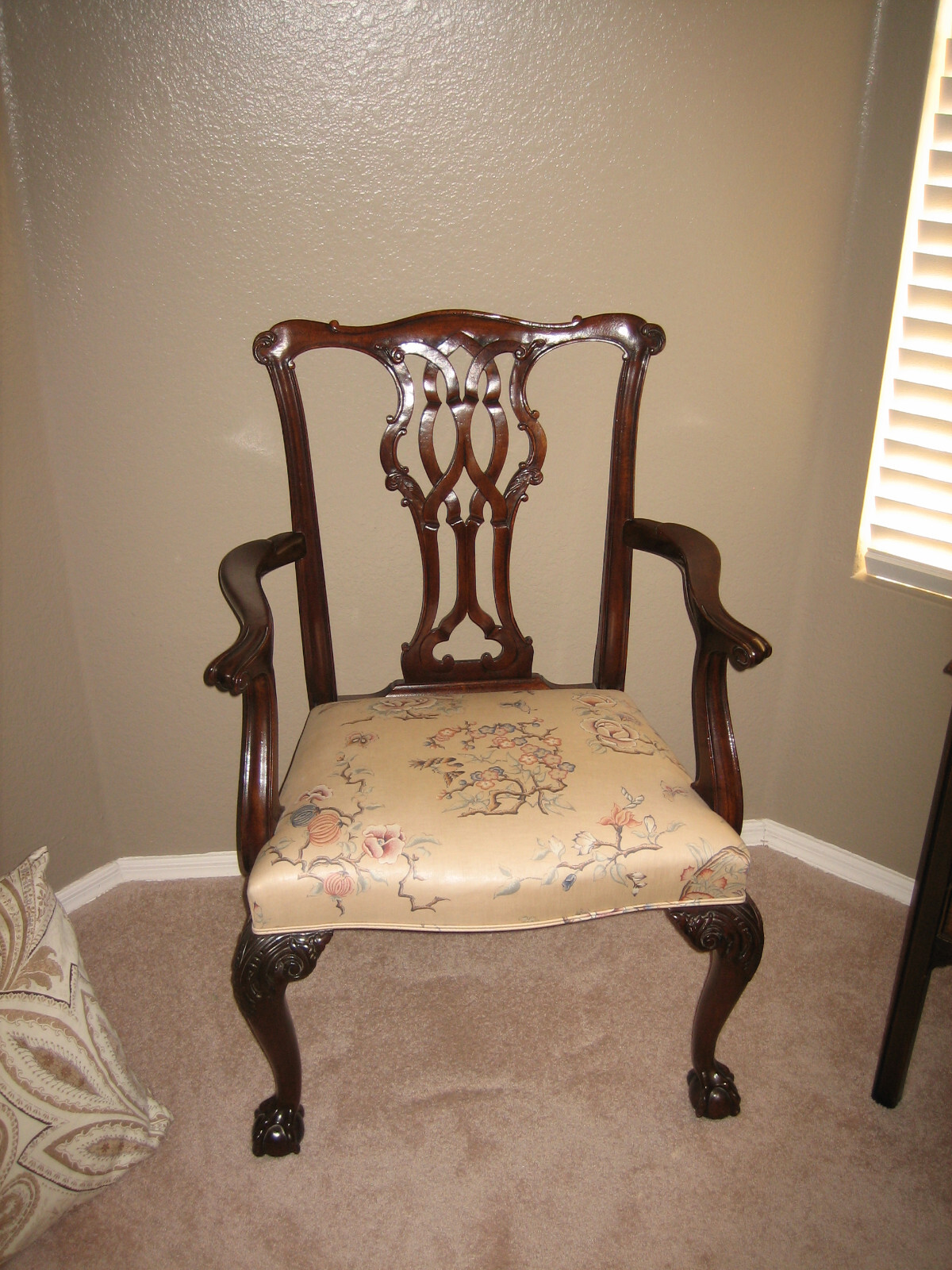 Baker Furniture Chippendale Style Ball & Claw Armchair - Very Good Condition